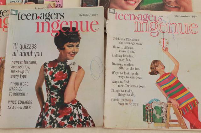 early 60s vintage teen age girl fashion magazines, lot back issues Mademoiselle, Ingenue