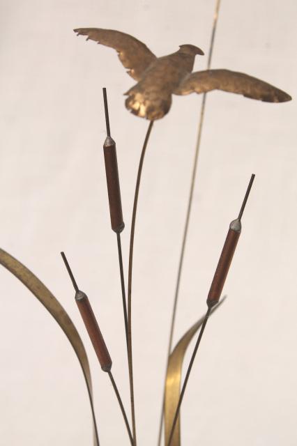 Jere era art metal ducks in flight, game birds flying natural crystal paperweight desk sculpture