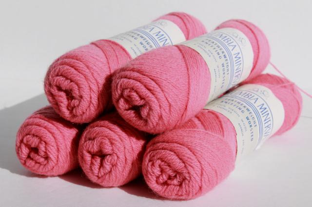 fine wool yarn featherweight knitting worsted vintage Columbia Minerva radiant rose pink