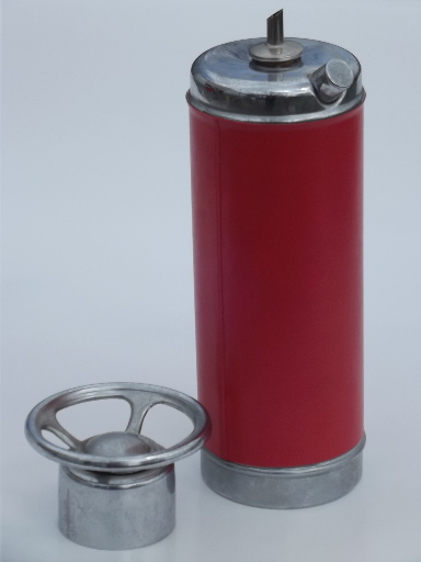 Fire extinguisher chrome cocktail shaker, 50s vintage musical drink mixer