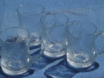 French Arcoroc glass Canterbury crocus pattern  coffee cups, mugs set