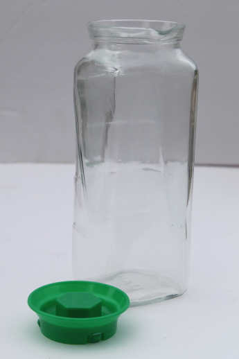 Frigorello - Italy kitchenware, glass refrigerator pitcher & green plastic handle utensils