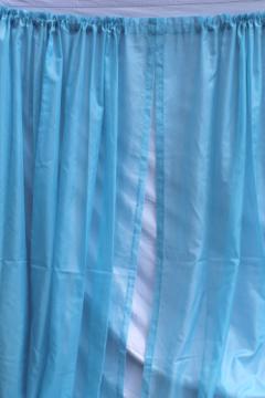 Frozen blue sheer curtains, 60s 70s vintage drapes, voile drapery panels set