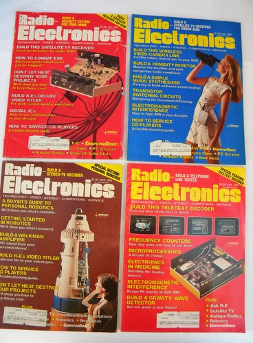 Full year of 1986 Radio-Electronics magazines w/DIY stereo/robotics