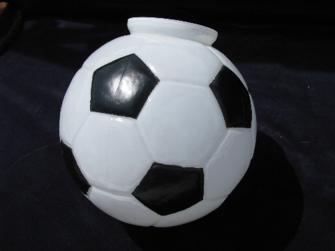 Glass globe shade for ceiling fixture or fan light, soccer ball white & black