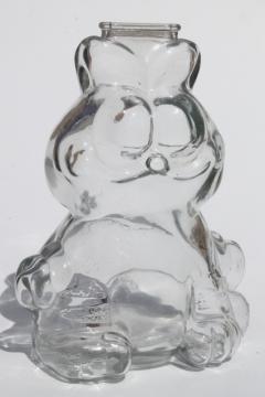 Glass jar Garfield the cat coin saving bank, 70s 80s vintage