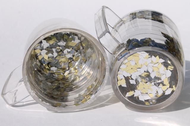 gold & silver glitter flake confetti Tervis insulated plastic coffee mugs