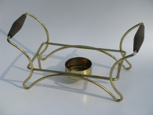 Gold spray w/ green, Briard or Culver vintage Fire-King chafing dish and stand