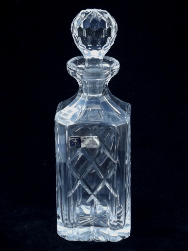 Hand cut lead crystal decanter bottle & on the rocks glasses, Germany