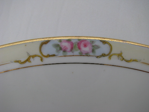 Hand-Painted Nippon, antique Noritake china The Celtic pink roses