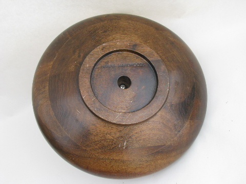 Hawaii Hardwoods vintage tropical wood bowl w/center mount nutcracker