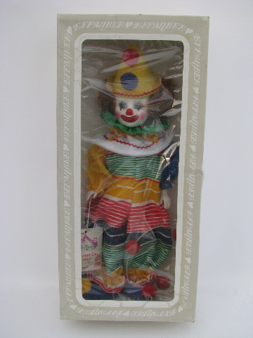 Homer clown doll, mint in vintage Effanbee box