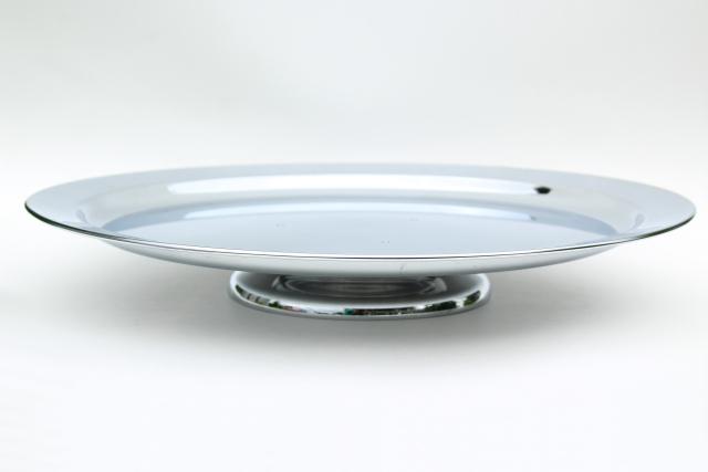 huge Kromex chrome lazy susan turntable serving tray, mid-century mod vintage