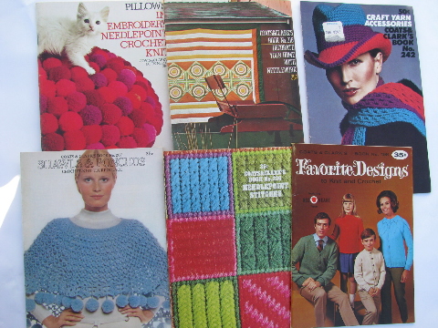 Huge lot Coats & Clark's knitting / crochet / embroidery booklets, 1960s vintage