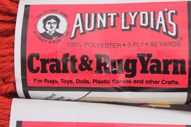 huge lot vintage rug yarn, Aunt Lydia's polyester rug & craft yarn 30+ skeins all colors