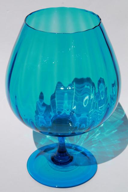 huge mod fish bowl vase, retro aqua blue Italian art glass vintage Empoli Italy