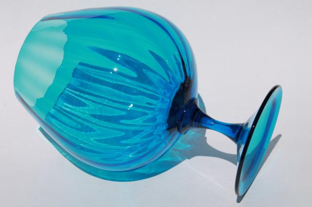 huge mod fish bowl vase, retro aqua blue Italian art glass vintage Empoli Italy