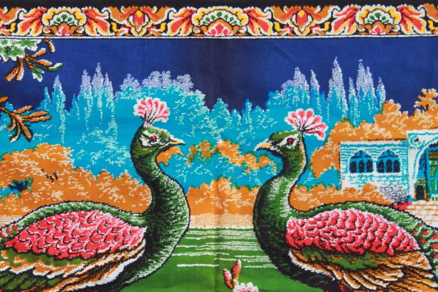 huge printed cotton fabric wall hanging, bohemian retro peacock birds print tapestry