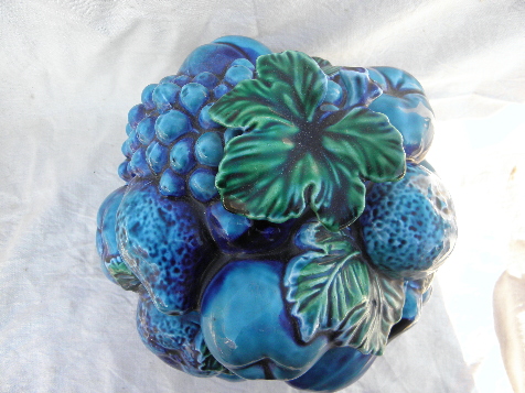 Inarco - Japan blue fruit, large kitchen canister jar, retro 60s-70s vintage