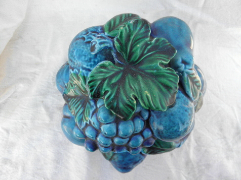 Inarco - Japan blue fruit, small kitchen canister jar, retro 60s-70s vintage