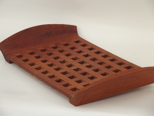 Jens Quistgaard Dansk teak wood grid serving tray, vintage danish modern