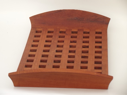Jens Quistgaard Dansk teak wood grid serving tray, vintage danish modern