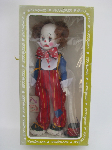Jethro clown doll, mint in vintage Effanbee box