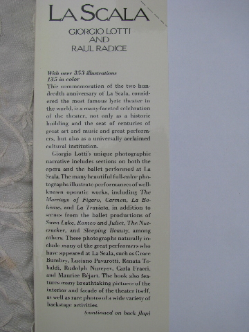 La Scala opera & ballet, '79 English translation book w/tons of photos