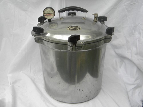 Large 24 quart All-American aluminum pressure cooker canner w/wire racks
