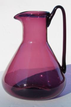 Large hand-blown glass pitcher in amethyst purple, 60s or 70s vintage?