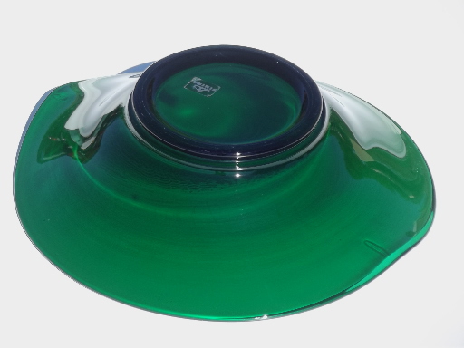 Large Viking Epic bowl w/ mod shape, vintage forest green glassware