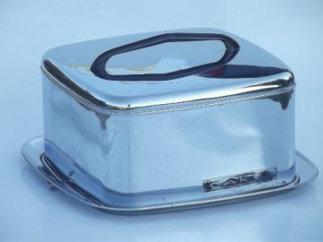 Lincoln BeautyWare vintage chrome cake carrier, cake cover & latching plate
