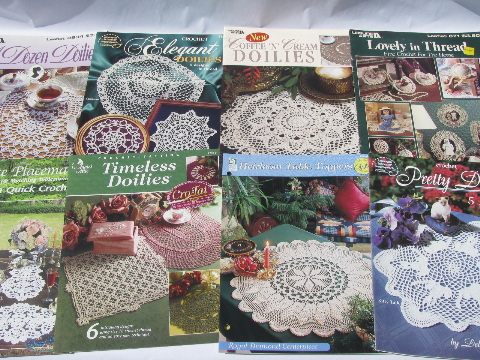 Lot 50+ crochet pattern books, 100s crocheted doilies & lace patterns