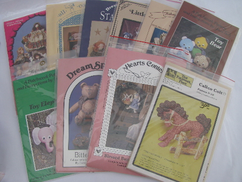 Lot 80s-90s small press sewing patterns, toys, bears, stuffed animals