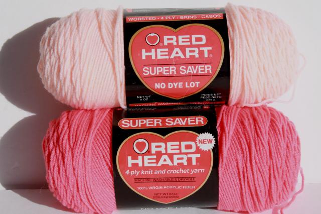 lot Red Heart Super Saver acrylic yarn, big jumbo skeins, rose, pink, mauve