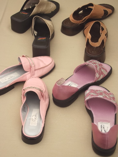Lot almost new retro look summer shoes size US 6, slides, mules, sandals
