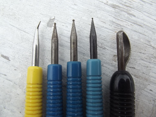 Lot assorted  modeling / carving steel tip stylus tools, vintage A B Dick