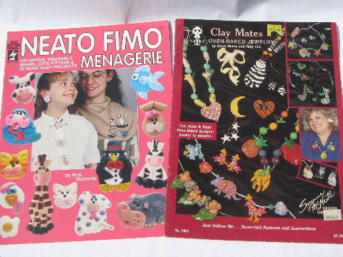 Lot clay craft books & fimo booklets, jewelry & beads how-to patterns