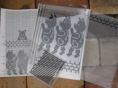 Lot knitting machine pattern books, fair isle colorwork, monogram charts