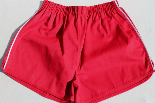 Lot new old stock vintage gym shorts, red & white track running shorts mens 36-38
