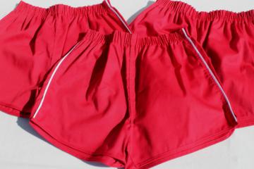 Lot new old stock vintage gym shorts, red & white track running shorts mens 36-38