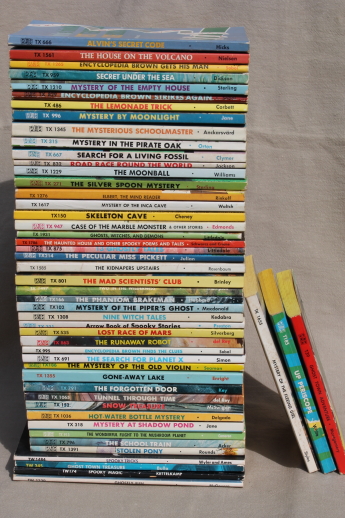 Lot of 50 children's mystery paperback books, 70s vintage Scholastic mysteries for young readers