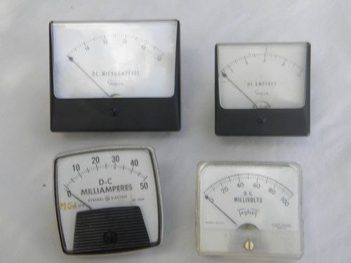 Lot of assorted vintage AC/DC electrical panel meters from makers stash
