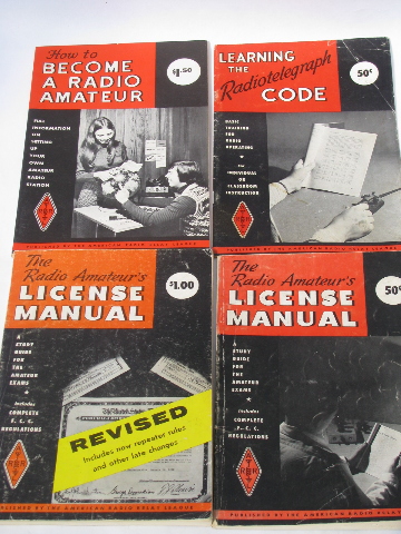 Lot of old Amateur Radio Relay League license manuals morse code guide