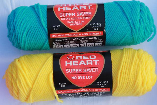 lot of vintage acrylic yarn, Red Heart Classic & Super Saver knitting / crochet yarn