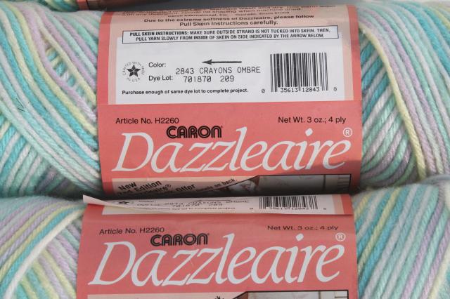 lot of vintage acrylic yarn, soft fuzzy Caron Dazzleaire varigated colors
