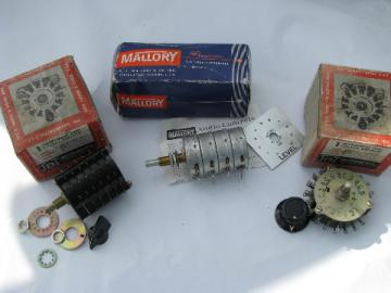 Lot of vintage J.B.T / Mallory switches, audio & homebrew shortwave radios