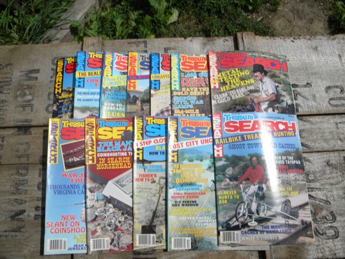 Lot old 1980s back issues Treasure Search magazines, full years.