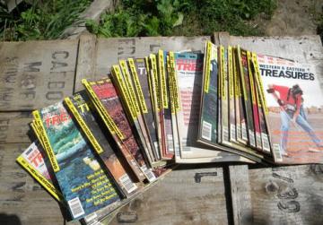 Lot old Western & Eastern Treasures magazines, full years 80s back issues