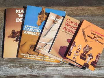 Lot out of print wood carving whittling books, crafting animals ang decoys